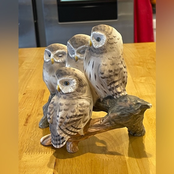 Vintage Owls Figurine Fred Aman Limited Edition 4 Sleepy Owls Branch Enesco - Picture 6 of 14